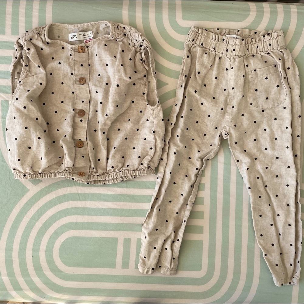 Zara Kids Polka Dot Pant Set. Size 4-5.
